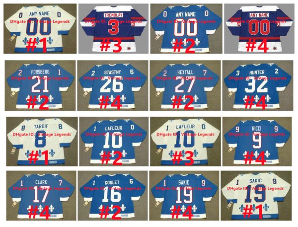 Vintage CCM Quebec Nordiques Hockey Jersey JOE SAKIC GUY LAFLEUR MIKE RICCI WENDEL CLARK MICHEL GOULET PETER FORSBERG RON HEXTALL DALE HUNTE