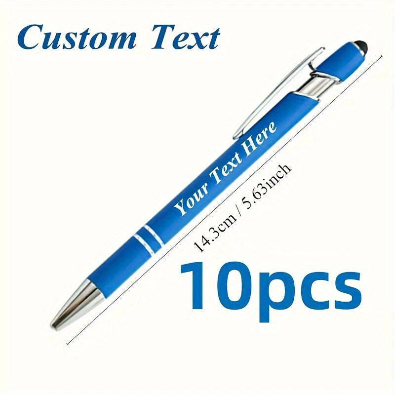 TEMU 10 Pcs Custom Text Blue Ballpoint Pens - Perfect Gift For Anniversary, Birthday Or Any Special Occasion