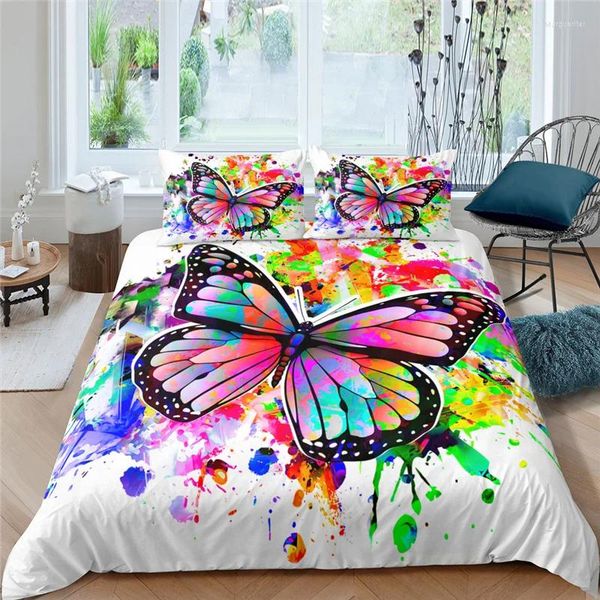 Bedding Sets 3D Butterfly Print 2-3Pcs Comfortable Kids Aldult Duvet Cover Pillowcase Home Textile Single-Queen-King Size