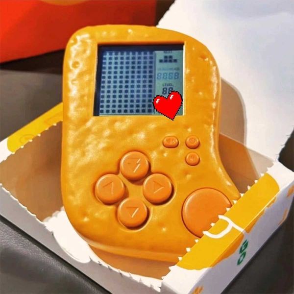 Portable Fried Chicken Nugget Shape Gameboy Peripheral Toy Handheld Game Players Console Collection Mini Children Gift Fun GamesC250212