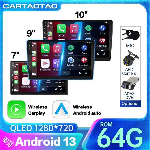 Other Electronics 2 din Android 13 Wireless Carplay Android Car Radio Universal 7-9-10 inch GPS Multimedia Video Player ROM 64G 2din Car Ste