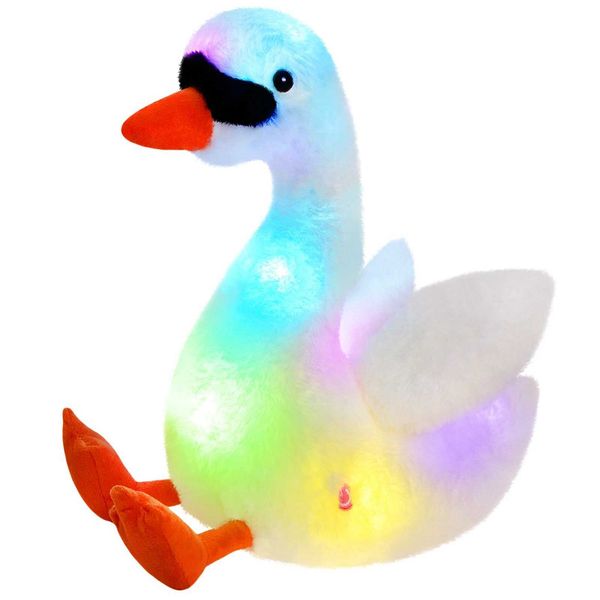 Plush Light - Up toys 35cm Glow Colorful Swan Doll Stuffed Animals with LED Light Throw Pillows Toy Birthday Gift for Girls Kids Soft Plush
