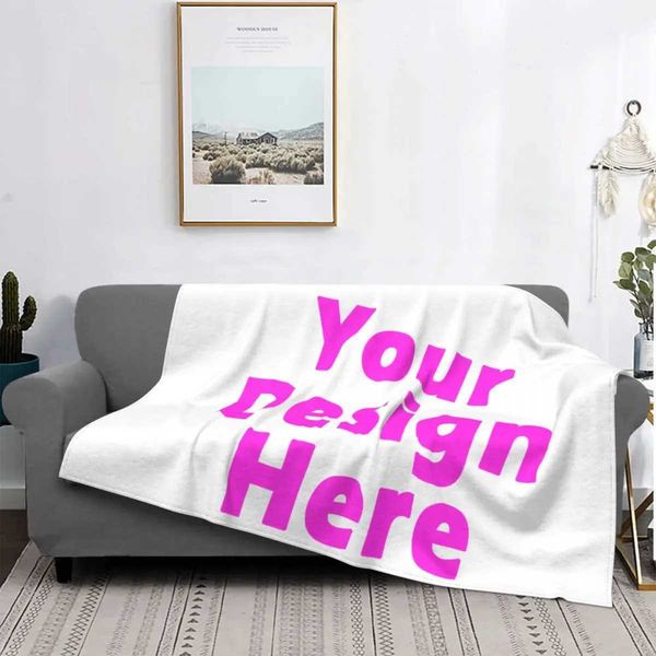 Customized flannel throw blanket personalized photo wool blanket for sofa gift customization DIY printing on-demand direct shipping W240809