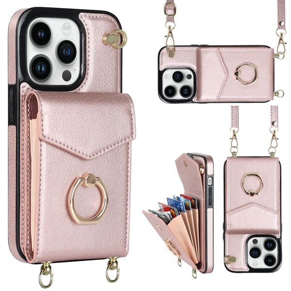 Crossbody Lanyard Wallet Leather Phone Case For iPhone 16 15 14 13 12 11 Pro XS Max X 7 8 Plus Cards Holder RFID Blocking Handbag Purse Cove