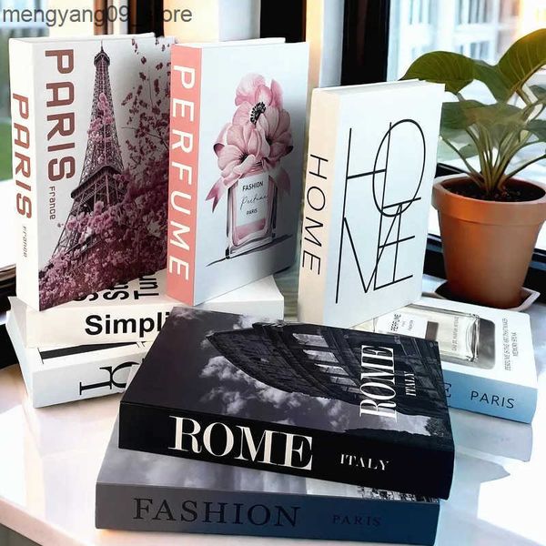 Other Home Decor Perfume Luxury Fake Book Storage Box Fashion Woman Rose Paris Tower Decorative Coffee Table Books Bedroom Home Decor Faux L