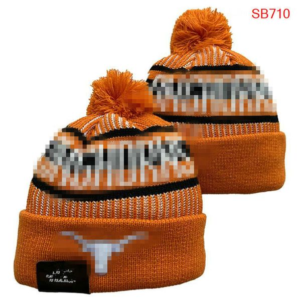 Men&#039;s Caps NCAA Alabama Texas Hats All 32 Teams Knitted Cuffed Longhorns Beanies Striped Sideline Wool Warm USA College Sport Knit Hat