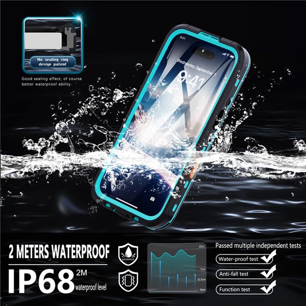 Waterproof Transparent Phone Case for iPhone 16 15 14 13 12 11 Pro Max 5G Outdoor Sports Dustproof Full Protective Soft Bumper Rugged Armor