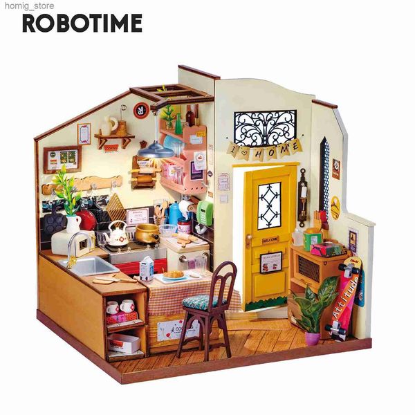 3D Puzzles Robotime Rolife DIY Dollhouse Homey Kitchen Miniature Doll House Wooden Kit Toy 3D Wooden Plastic Puzzle for Kids Y240415