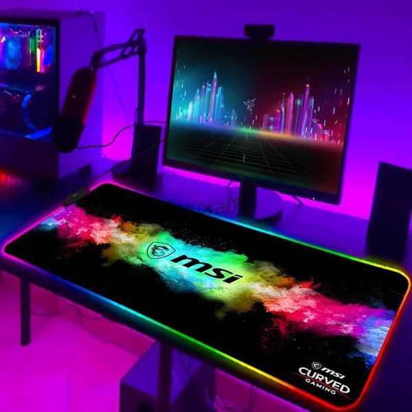 Pads Wrist Rests MSI Mouse RGB Mousepad Keyboard Carpet Backlit Computer Pc Gaming Table Gamer Mausepad Desk Mat Protector Pad Diy YQ231117