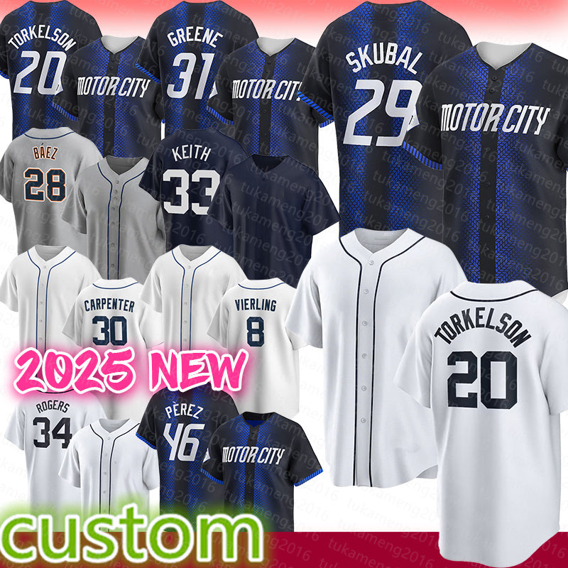 Tarik Skubal Spencer Torkelson Baseball Jerseys Riley Greene Javier Baez Keith Kerry Carpenter Matt Vierling Jake Rogers Wenceel Perez Zach McKinstr