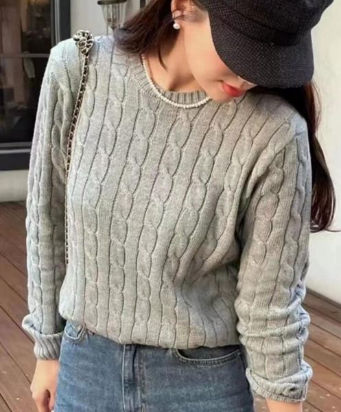 designer Scan Luxury Autumn winter Womens wool sweaters designer laurens round neck twist pullover Small Horse knitting sweater Outerwear