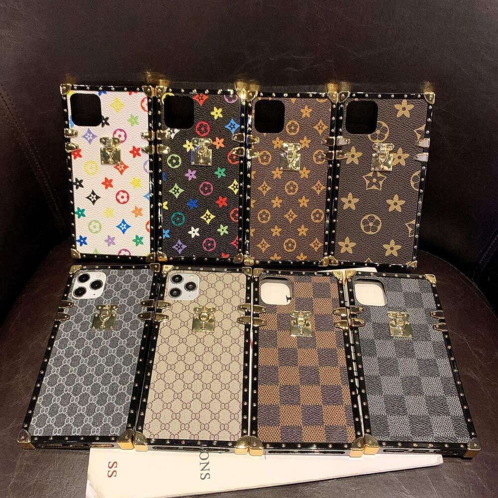 DHgadgets Suitable for Apple 16 Pro Max Plaid Square Case iPhone 15 Old Flower Checkerboard Phone Cover