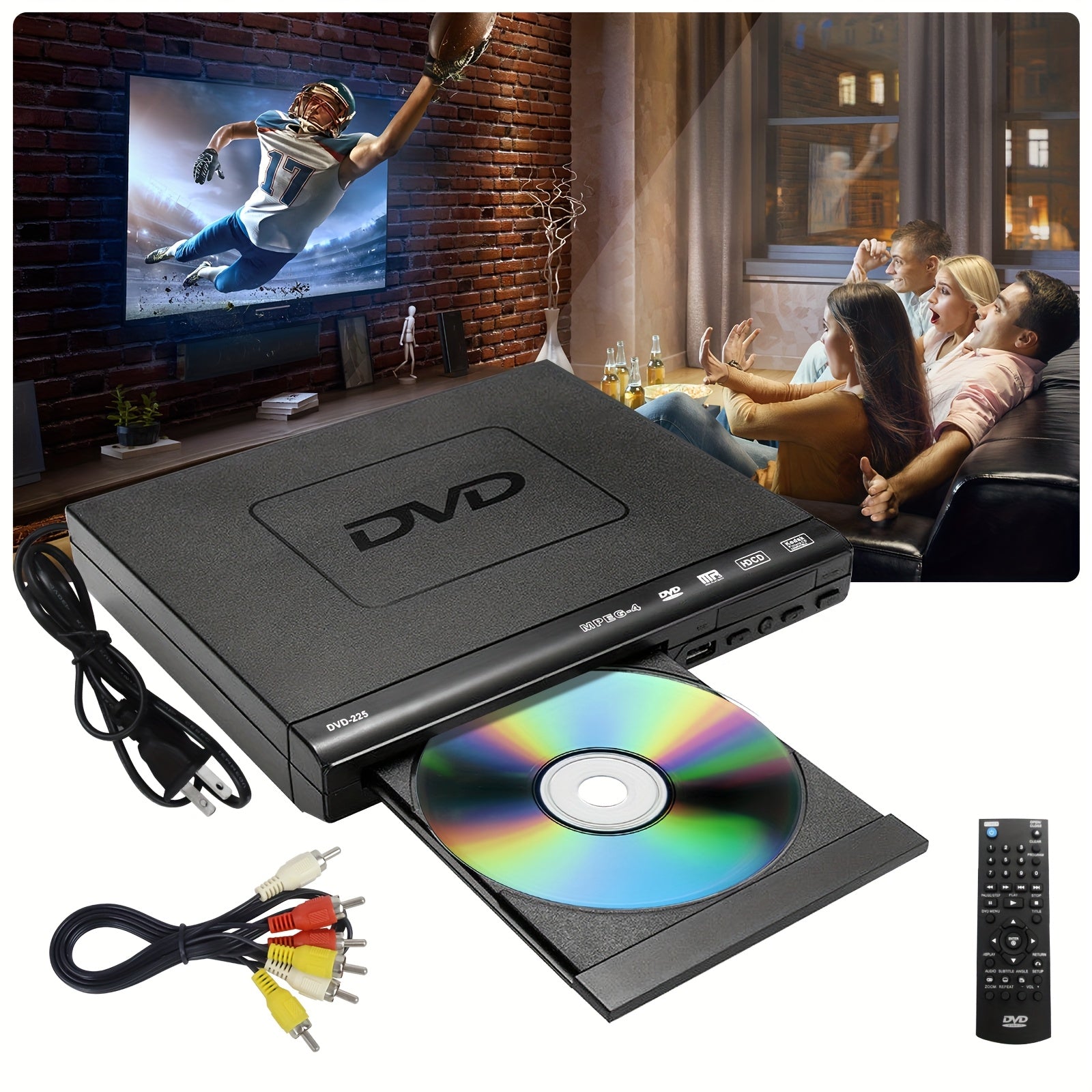 TEMU All-region Dvd Player, 1080p Hd Quality With Av Output Read Dvd Playersmart Error Correction Function, Plays All And Formats, Suitable For