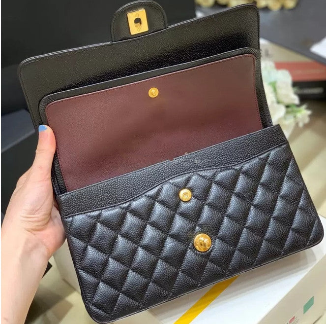 designer bag Mirror quality Jumbo Double Flap Bag Luxury Designer 30CM 25CM Real Leather Caviar Lambskin Classic All Black Purse Quilted Handbag Sho