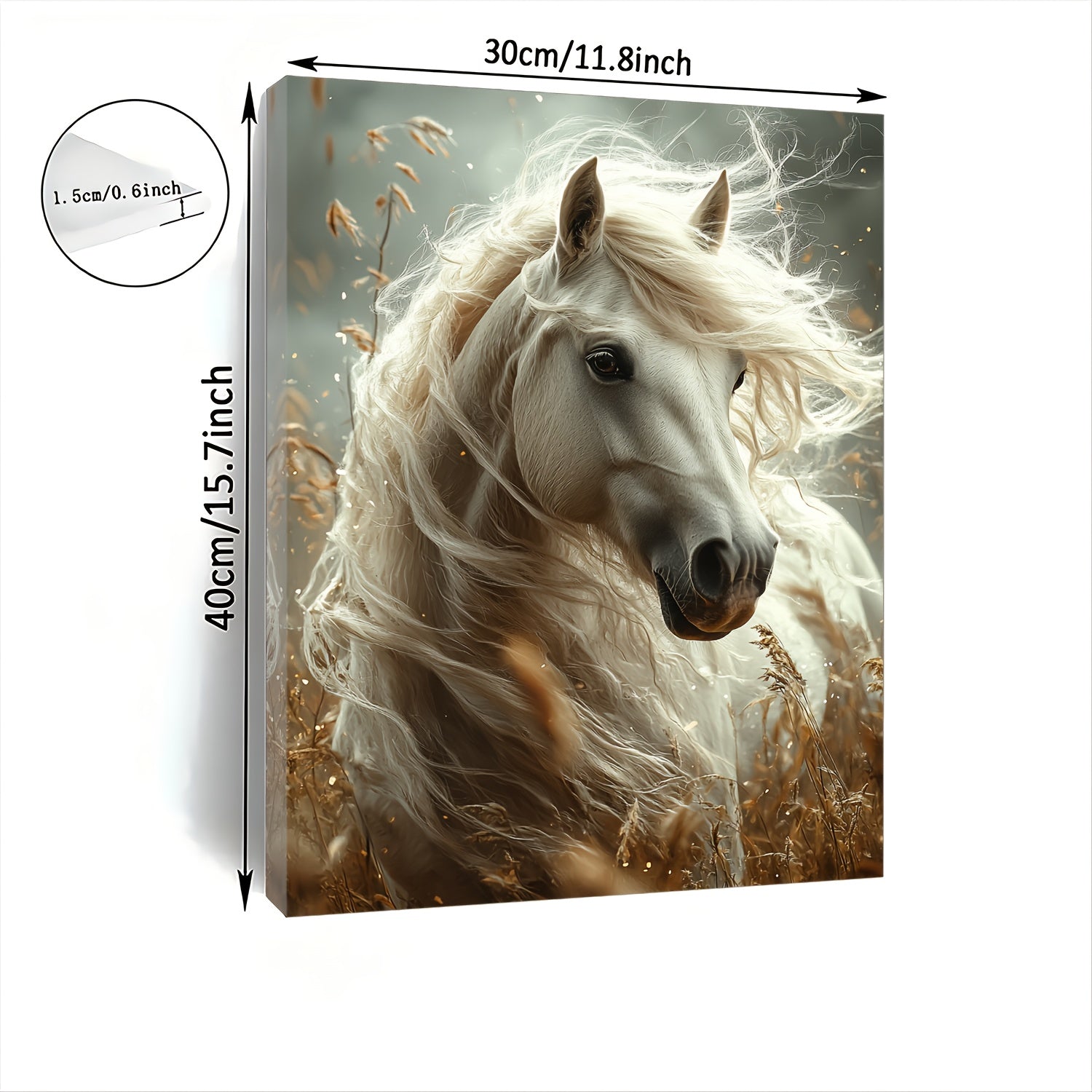 TEMU Room Decor 1pc Equestrian Majesty Wooden Framed Canvas Art Print, Horse With Flowing Mane, Woven Wall Decor For Living Room, Bedroom, Office,