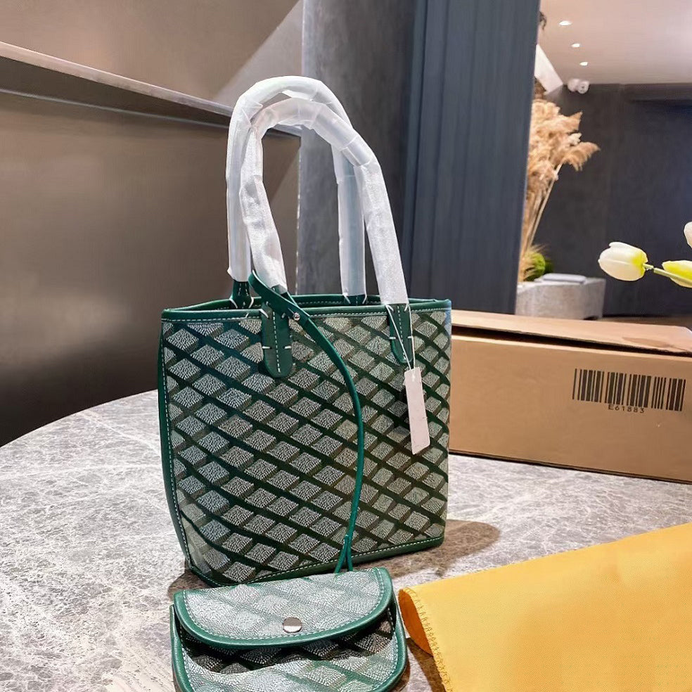 Tote 20cm Double-sided Shopping Designer Leather Shoulder Bag Open Handbag With Small Purse