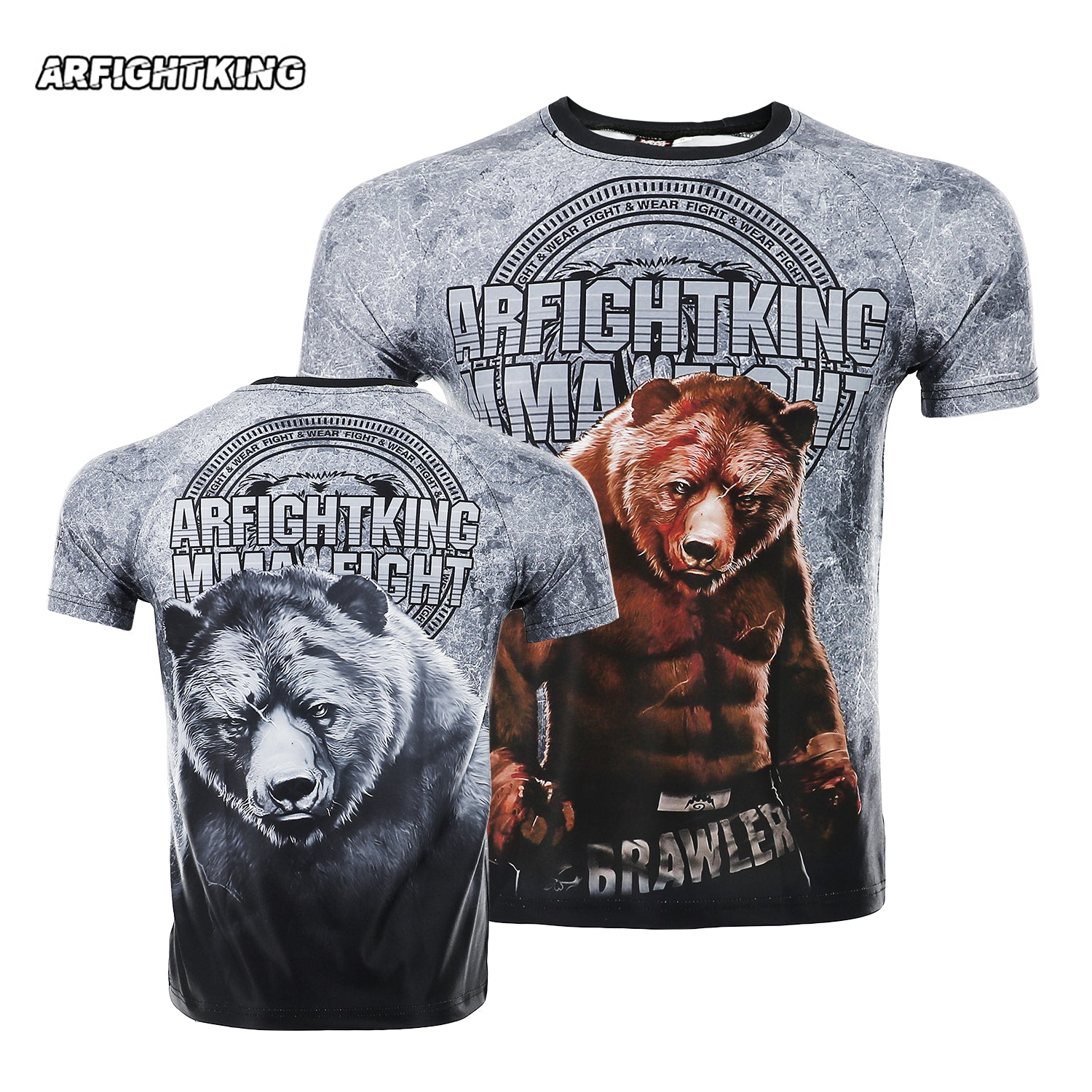 MMA Grizzly Print Judo Boxing Casual Running Training Quick Dry Fighting Men&#039;s Jujutsu Fitness Half Sleeve Short Sleeve T-shirt