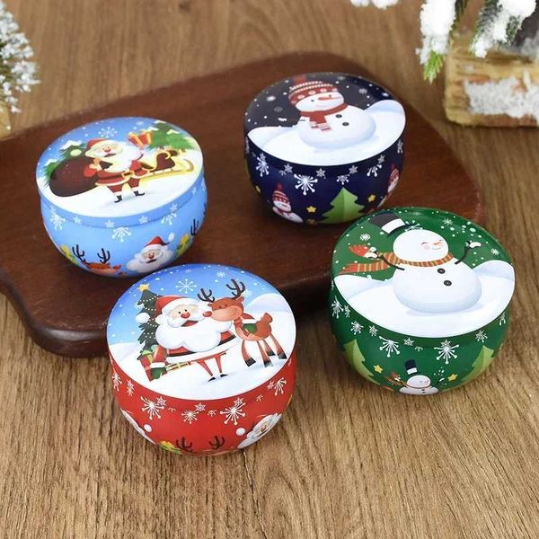 Christmas Candles Santa Claus Snowman Elk Tin Cans Candle Merry Christmas Decorations for Home Navidad Noel Xmas New Year GiftsXJ241112