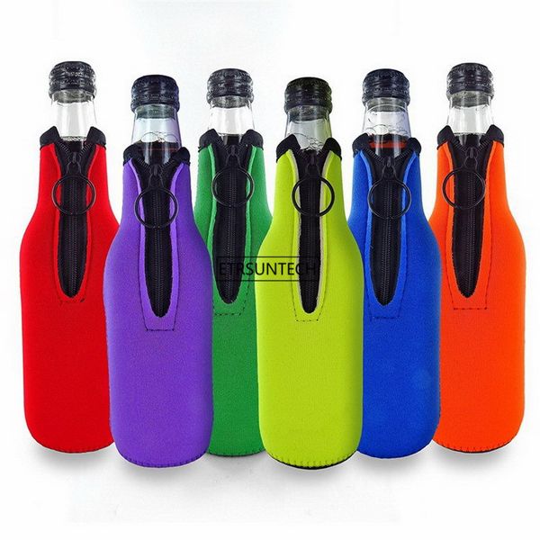 Other Home Garden 6pcs Beer Bottle Cooler Sleeves with Ring Zipper Collapsible Neoprene Insulators for 12oz 330ml Bottles Party Drink Coolie