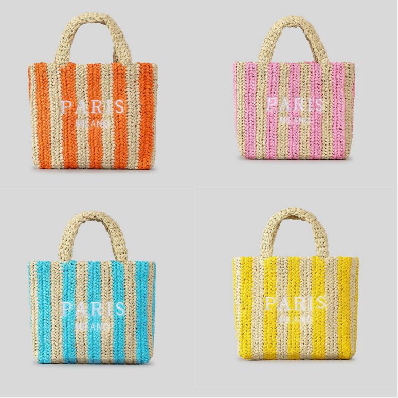 Luxury womens man summer beach triangle designer shoulder bags weave Raffias tote straw bag lady handbags purse mirror quality woven crossbody poche
