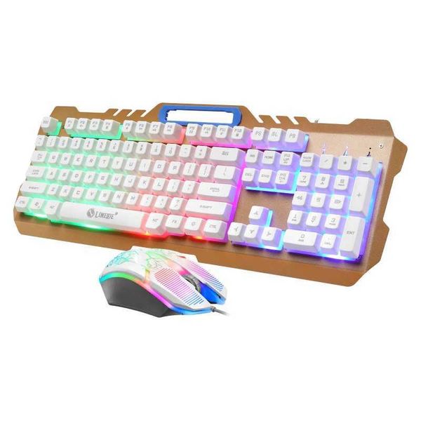 Keyboard Mouse Combos Gaming Wired Keyboard and Mouse Combos with Backlight Gamer Metal Panel Keyboard Kit Silent Gaming Mouse Set For PC La