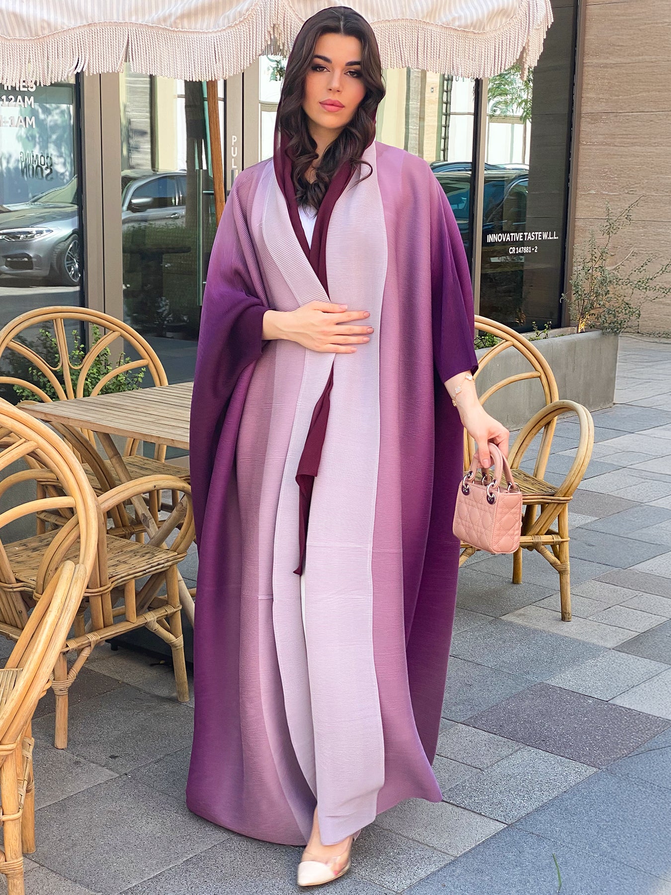 Women&#039;s Outerwear & Coats Middle Eastern gradient printed pleated robe Coats