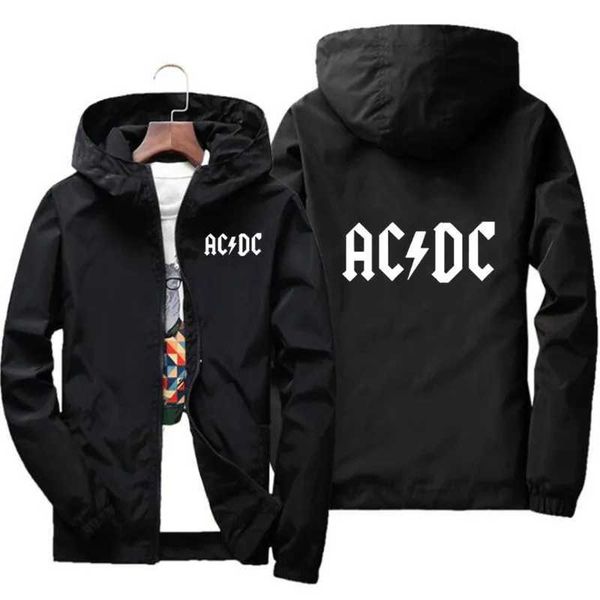 Jackets masculinos moda AC DC Flash Print Jacket Men Clothing Windbreakets Jackets Mens Casacos Zíper com capuz Jacket Jackets top Men H2512