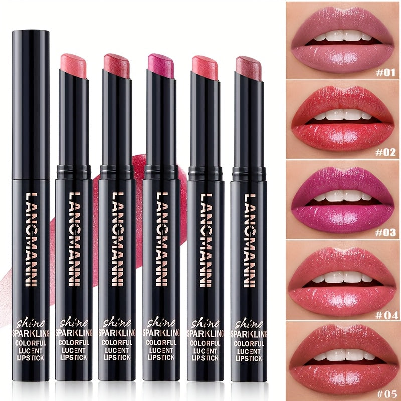 TEMU 5 Sets Of Five-color Diagonal Lipstick, Lasting And Not Easy To Remove Makeup, Suitable For And Beginners To Use,