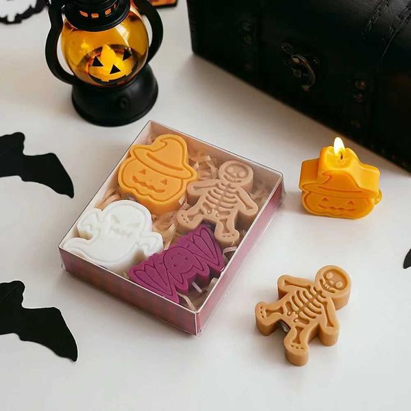 1 box of pumpkin ghost shaped freesia scented candles 103g 3.63oz Halloween gift home decoration gift burning time 2-4 hours CL240907