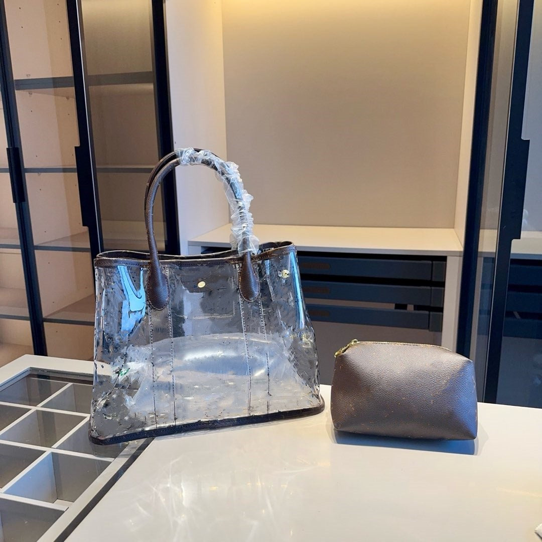 Fashion handbag jelly series tote bag women&#039;s handbag leisure vacation beach bag women&#039;s PVC large capacity wash bag shoulder bags