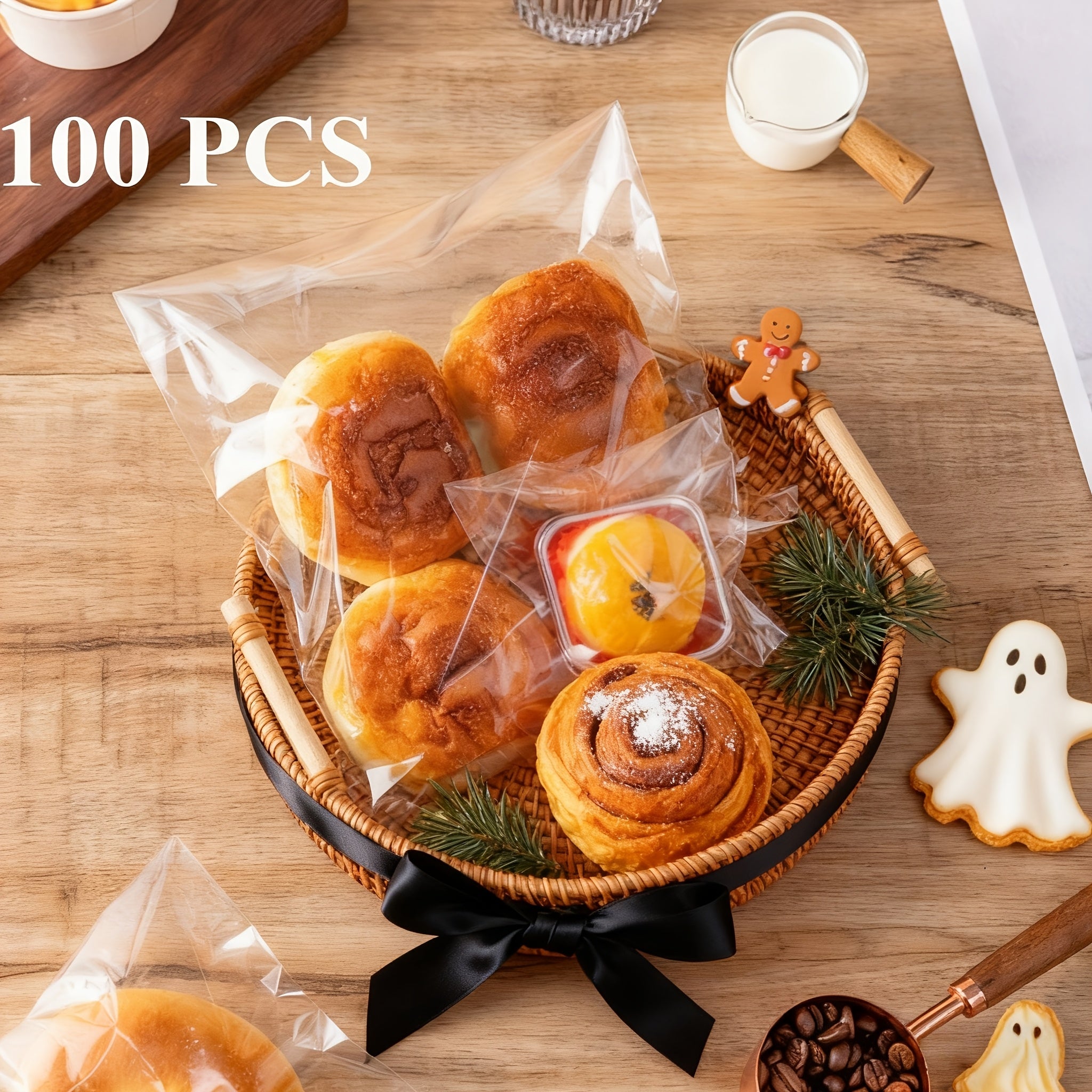 TEMU 100pcs 6x6 Inches Clear Self Sealing Cellophane Bags, Self Adhesive Cookie & Candy Bags For Packaging, Treat Bags For Gift , Christmas,