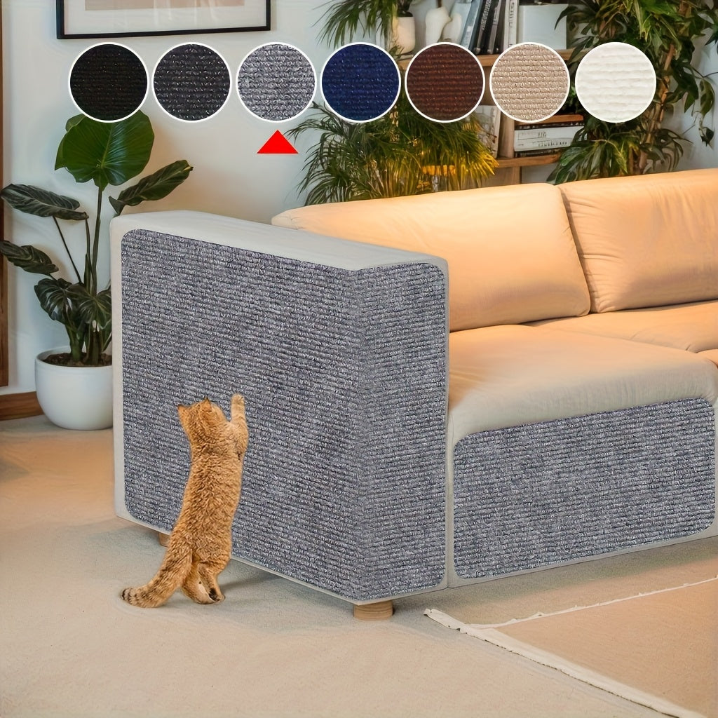 TEMU Heavy-duty Self-adhesive Cat Scratching Pad - No Residue Removal, Scratch Proof Furniture Protector For Sofa, Walls, Chairs - Beige & Brown
