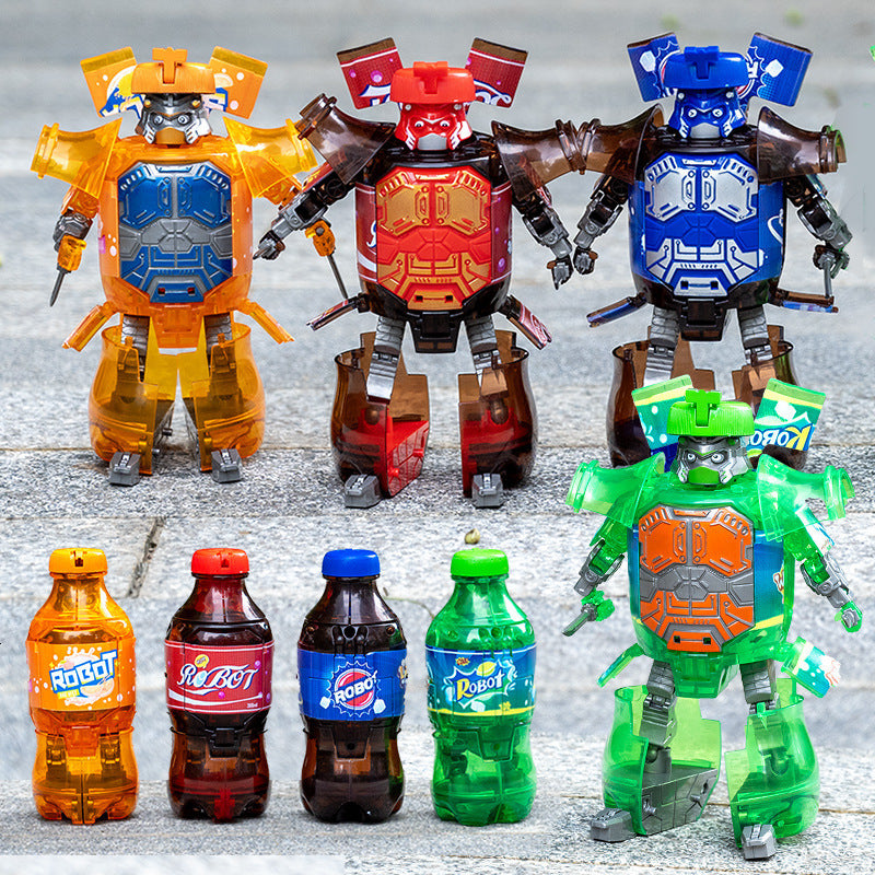 Bottled-canned Soda Beverage Bottle Deformation Toy Transformation Robots Morphing Warrior Model