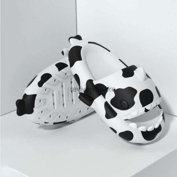 Summer Shark Slides EVA Beach Flip Flops for Men and Women Comfortable Cartoon Cow Flat Bathroom Sandals