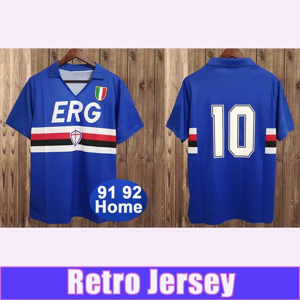 1991 1992 Sampdoria Retro Mens Soccer Jerseys MANCINI VIALLI Home Short Sleeve Football Shirts Uniforms