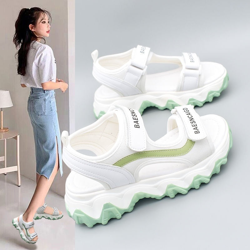 Sports versatile sandals for women 2024 new summer fashion thick women&#039;s shoes, student soft soled beach casual shoes
