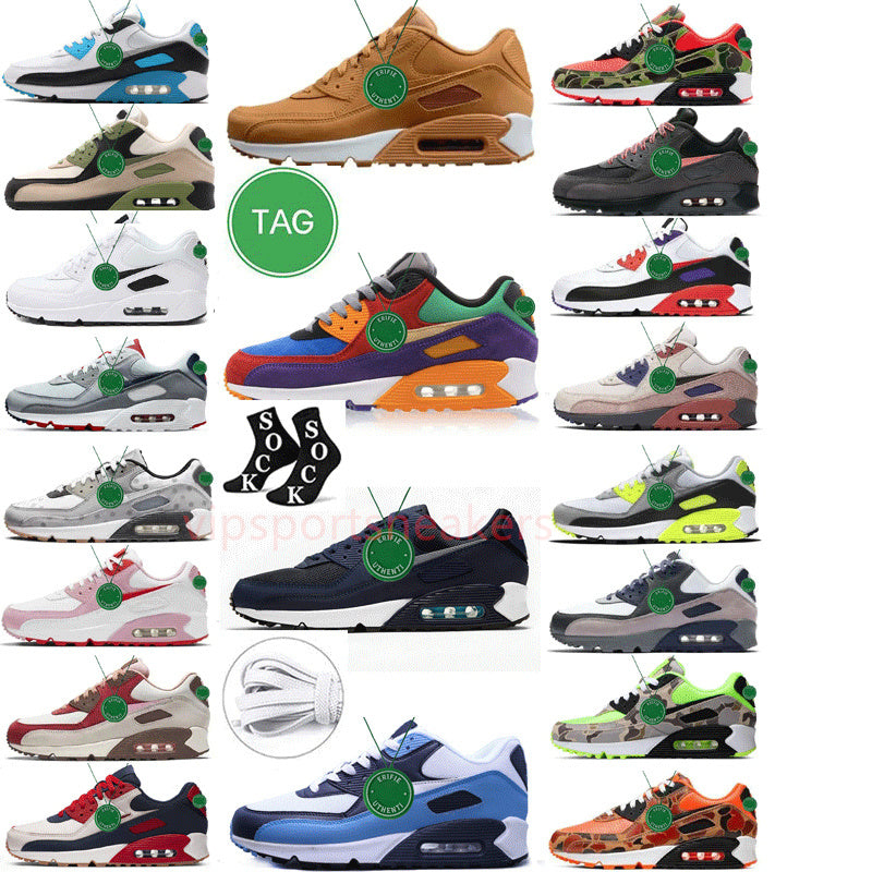 2025 Size 13 Running Shoes Designer Sports Airsmaxs 90 Grey White Swingman Solar Flare Blue Void Triple Black 90s Men Women Plate-forme Trainers Sne