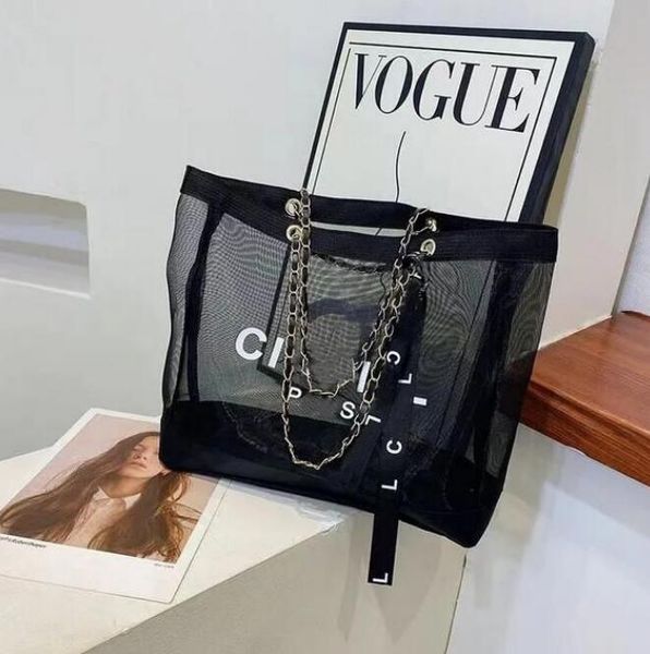 TOP Shopping Bags New 2piece set Women Bags Summer jelly beach bag large capacity transparent shopping bags Fashion flower purses shoulder B