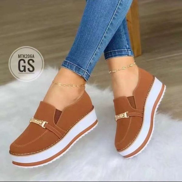 Autumn New Large Women&#039;s Elastic Flat Bottom Thick Sole Sports and Casual Single Shoes for Women