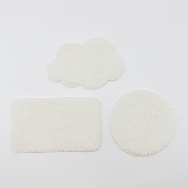 TEMU 3pcs Mini Plush Rug Set Doll Micro Simulation Floor Mat, Used For Dollhouse Decoration, Diy Furniture Scene Accessories Miniature Landscape Mat