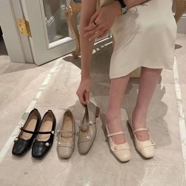 Women Heels French Vintage Women Shoes 2023 Summer New Soft Leather Single Shoes Elegant Woman Shoes with Low Heels Mary Janes