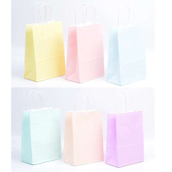 12Pcs Paper Gift Blue-Pink Bags Candy Pastel Birthday Party Decoration Baby Shower Baptism Christening Present Bag