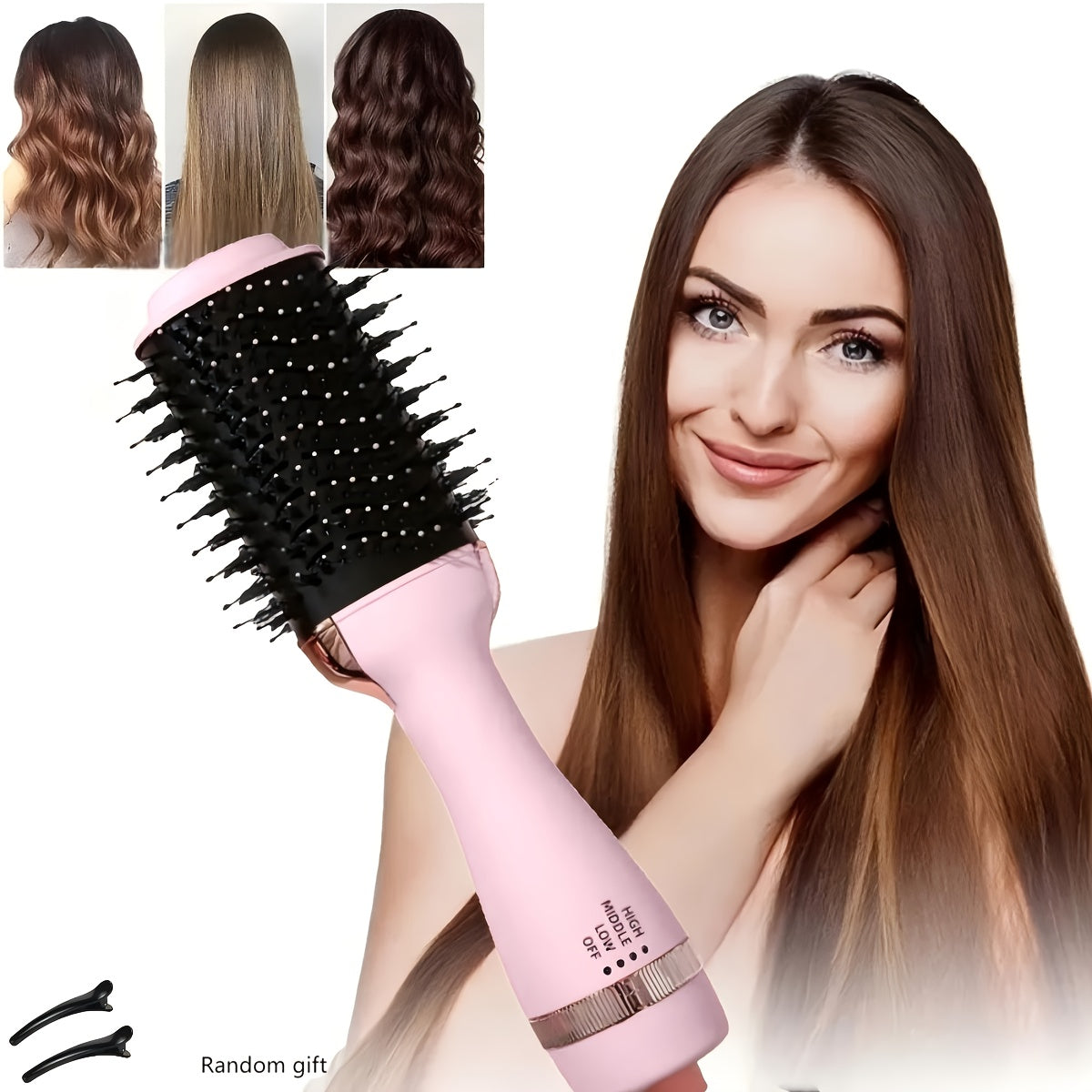 TEMU 4 In 1 Hot Air Brush, Hair Dryer, Wet And Dry Curling Comb, Lazy Hair Straightener, New Styler Holiday Gift For Women, Valentine's Day Gift