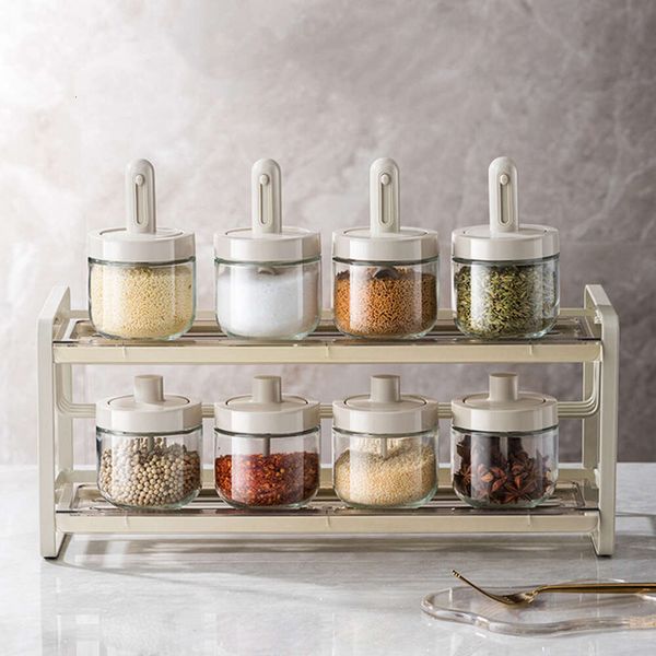 Jar Glass Spice Seasoning Box Lid Kitchen Jar Oiler Storage Jar Salt Pepper Boxes Leak-Proof Seasoning Storage Bottle Gadget