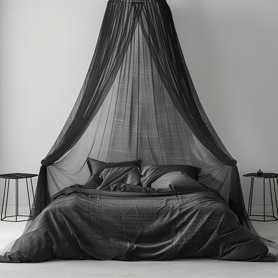 TEMU 1pc - Black- Mosquito Net Cover, Large Double Bed Canopy Bed Curtain Full Size, Dome Mosquito Net Bed Tent Single Bed For Bed, Garden, Camping,