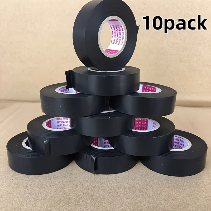 TEMU Black Electrical Tape, Flame Retardant, Indoor And Outdoor High Temperature Resistant Electrical Tape, Waterproof Tape, Pack Of 10