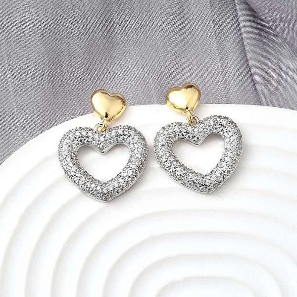 Boucles d'oreilles pendantes en laiton coeur