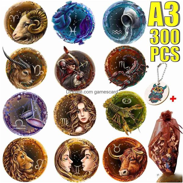 Puzzles Twee Constellations Wooden Diy Crafts Animal Jigsaw Parent-Child Interaction Board Game Toy Educational Gifts For Drop Deliver Dhddt