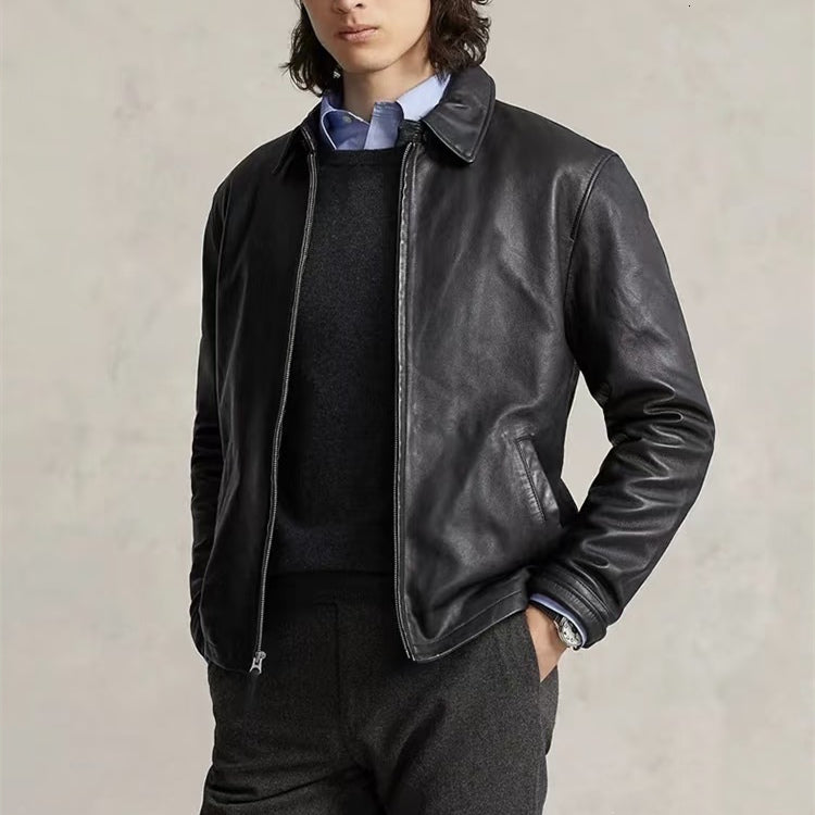 Men Classic Khaki Workwear Bomber Jacket Small Horse Detail Designer Coat Lightweight Zip Up Outerwear Streetwear Vintage Utility Outerwear Casual L