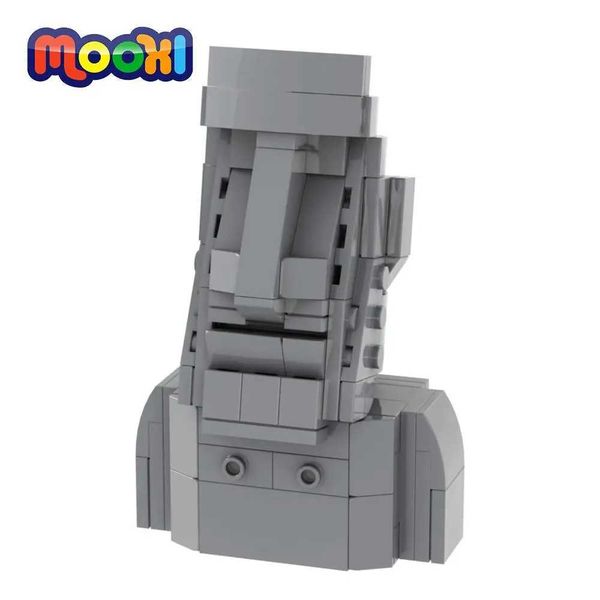 MOOXI Creative Places Of Interest 134Pcs MOC Brick Easter Island Moai Model Building Block Education Kids Toys For Children GiftC250211
